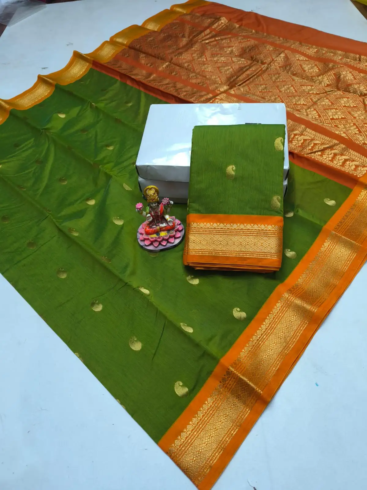 Peacock Butta Jaalam Korvai Kuppadam Silk Cotton Saree